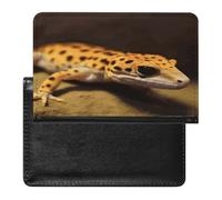 YUXBVKRS Leopard Little Gecko Print Passport Holder for Travel | Cute Passport Cover, PU Travel Document Holder for Men Women