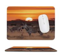 YUXBVKRS Mouse Pad with Stitched Edge, Rubber Small Mouse Mat, Africa Sunset Zebra Printing, 7.9"x9.4" Inches, Waterproof & Portable for Office, Gaming, Study