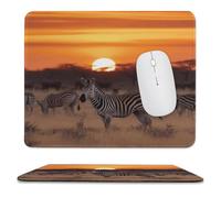 YUXBVKRS Mouse Pad with Stitched Edge, Rubber Small Mouse Mat, Africa Sunset Zebra Printing, 9.8"x11.8" Inches, Waterproof & Portable for Office, Gaming, Study