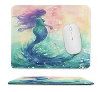 YUXBVKRS Mouse Pad with Stitched Edge, Rubber Small Mouse Mat, Beautiful Mermaid Tail Printing, 9.8"x11.8" Inches, Waterproof & Portable for Office, Gaming, Study