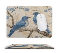 YUXBVKRS Mouse Pad with Stitched Edge, Rubber Small Mouse Mat, Bluebird on The Branch Printing, 7.9"x9.4" Inches, Waterproof & Portable for Office, Gaming, Study