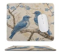 YUXBVKRS Mouse Pad with Stitched Edge, Rubber Small Mouse Mat, Bluebird on The Branch Printing, 9.8"x11.8" Inches, Waterproof & Portable for Office, Gaming, Study
