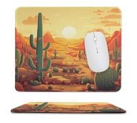 YUXBVKRS Mouse Pad with Stitched Edge, Rubber Small Mouse Mat, Cactus at Sunset Printing, 9.8"x11.8" Inches, Waterproof & Portable for Office, Gaming, Study