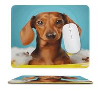 YUXBVKRS Mouse Pad with Stitched Edge, Rubber Small Mouse Mat, Dachshund Dog Printing, 9.8"x11.8" Inches, Waterproof & Portable for Office, Gaming, Study
