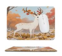 YUXBVKRS Mouse Pad with Stitched Edge, Rubber Small Mouse Mat, Deer Wearing Flowers Printing, 7.9"x9.4" Inches, Waterproof & Portable for Office, Gaming, Study
