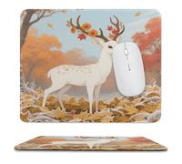 YUXBVKRS Mouse Pad with Stitched Edge, Rubber Small Mouse Mat, Deer Wearing Flowers Printing, 9.8"x11.8" Inches, Waterproof & Portable for Office, Gaming, Study