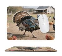 YUXBVKRS Mouse Pad with Stitched Edge, Rubber Small Mouse Mat, Farm Turkey Printing, 7.9"x9.4" Inches, Waterproof & Portable for Office, Gaming, Study