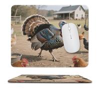 YUXBVKRS Mouse Pad with Stitched Edge, Rubber Small Mouse Mat, Farm Turkey Printing, 9.8"x11.8" Inches, Waterproof & Portable for Office, Gaming, Study