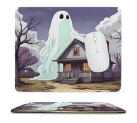 YUXBVKRS Mouse Pad with Stitched Edge, Rubber Small Mouse Mat, Haunted House Printing, 9.8"x11.8" Inches, Waterproof & Portable for Office, Gaming, Study