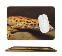 YUXBVKRS Mouse Pad with Stitched Edge, Rubber Small Mouse Mat, Leopard Little Gecko Printing, 7.9"x9.4" Inches, Waterproof & Portable for Office, Gaming, Study
