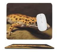 YUXBVKRS Mouse Pad with Stitched Edge, Rubber Small Mouse Mat, Leopard Little Gecko Printing, 9.8"x11.8" Inches, Waterproof & Portable for Office, Gaming, Study