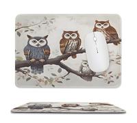 YUXBVKRS Mouse Pad with Stitched Edge, Rubber Small Mouse Mat, Owls on A Branch Printing, 7.9"x9.4" Inches, Waterproof & Portable for Office, Gaming, Study
