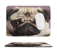 YUXBVKRS Mouse Pad with Stitched Edge, Rubber Small Mouse Mat, Pug Printing, 7.9"x9.4" Inches, Waterproof & Portable for Office, Gaming, Study