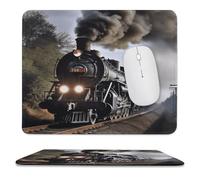 YUXBVKRS Mouse Pad with Stitched Edge, Rubber Small Mouse Mat, Steam Train Printing, 9.8"x11.8" Inches, Waterproof & Portable for Office, Gaming, Study