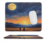YUXBVKRS Mouse Pad with Stitched Edge, Rubber Small Mouse Mat, Twilight & Moonlight Gaze Printing, 9.8"x11.8" Inches, Waterproof & Portable for Office, Gaming, Study