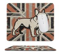 YUXBVKRS Mouse Pad with Stitched Edge, Rubber Small Mouse Mat, Union Jack Bulldog Printing, 9.8"x11.8" Inches, Waterproof & Portable for Office, Gaming, Study