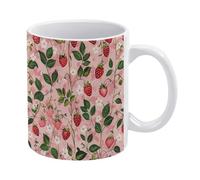 YUXBVKRS Peach Strawberry Print Mug 11 Oz | Ceramic Mug with Handle, Cute Novelty Coffee Cup for Home, Office, and Tea Breaks, Her Or Him