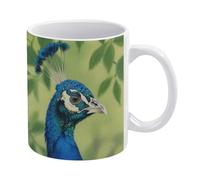 YUXBVKRS Peacock Head Print Mug 11 Oz | Ceramic Mug with Handle, Cute Novelty Coffee Cup for Home, Office, and Tea Breaks, Her Or Him