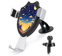 YUXBVKRS Phone Holders for Your Car Stable Grip, Universal Celestial Dusk Scene Printed Phone Stand Adjustable Car Phone Mount for Dashboard & Windscreen & Air Vent with Strong Suction Cup