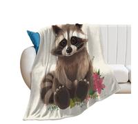 YUXBVKRS Raccoon Blanket 130×150 cm, Soft Cozy Flannel Printed Throw Blanket for Couch Bed Home Decor