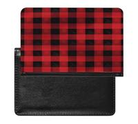YUXBVKRS Red Black Buffalo Check Plaid Pattern Print Passport Holder for Travel | Cute Passport Cover, PU Travel Document Holder for Men Women