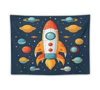 YUXBVKRS Rocket Clipart Space Ship Tapestry Wall Hanging, Decorative Tapestries for Bedroom Living Room & Dorm - Modern Home Décor 30"x40"