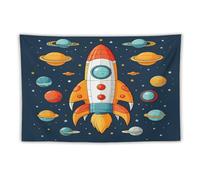 YUXBVKRS Rocket Clipart Space Ship Tapestry Wall Hanging, Decorative Tapestries for Bedroom Living Room & Dorm - Modern Home Décor 60"x90"