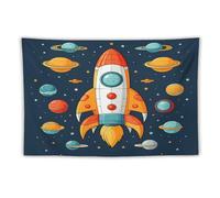 YUXBVKRS Rocket Clipart Space Ship Tapestry Wall Hanging, Decorative Tapestries for Bedroom Living Room & Dorm - Modern Home Décor 40"x60"