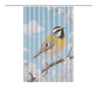 YUXBVKRS Spring Birds Blooming Flowers Print Shower Curtains for Bathroom, Waterproof Shower Curtain Set with 12 Hooks, Polyester Fabric Bath Curtain for Bathroom Decor 119x180cm