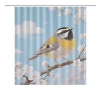 YUXBVKRS Spring Birds Blooming Flowers Print Shower Curtains for Bathroom, Waterproof Shower Curtain Set with 12 Hooks, Polyester Fabric Bath Curtain for Bathroom Decor 163x180cm