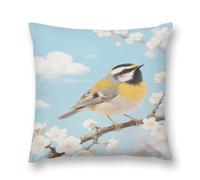 YUXBVKRS Spring Birds Blooming Flowers Throw Pillow Covers, Decorative Cushion Covers 30x30cm Soft Short Plush Pillowcase for Sofa Bedroom Outdoor Home Office Car Decor
