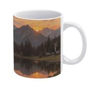 YUXBVKRS Sunset Sky Landscape Print Mug 11 Oz | Ceramic Mug with Handle, Cute Novelty Coffee Cup for Home, Office, and Tea Breaks, Her Or Him