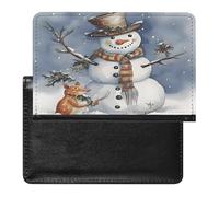 YUXBVKRS Winter Snowman Print Passport Holder for Travel | Cute Passport Cover, PU Travel Document Holder for Men Women