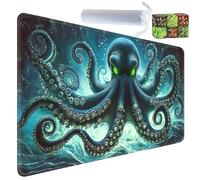 Yuxcfhjfe Playmat for MTG, 24x14 Inches, for TCG and CCG Trading Card Game Mat, Non-Slip Rubber for MTG Playmats with Storage Bag and 6 Dice Set, Giant Octopus of The Deep Sea