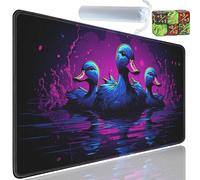 Yuxcfhjfe Playmat for MTG, 24x14 Inches Playmats, for TCG and CCG Trading Card Game Mat, Non-Slip Rubber for MTG Playmats with A Storage Bag and 6 Dice Set, Cute Cartoon Duck Pattern Black