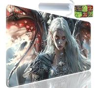 Yuxcfhjfe Playmat for MTG, 24x14 Inches Playmats, for TCG and CCG Trading Card Game Mat, Non-Slip Rubber for MTG Playmats with A Storage Bag and 6 Dice Set, Anime Angel Girl Pattern