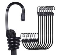 Yuxh Bungee Cords Heavy Duty Outdoor 2ft Bungee Straps with Hooks Black Bunji Cord 24 inch 8Pcs