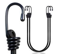 Yuxh Bungee Cords with Hooks Extra Long Bungie Straps Black Elastic Rope 100 Inch 2 Pcs