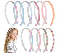 YUXIANLB 10Pcs Glitter Headbands for Toddlers, Rainbow Sparkly Girls Headband, Non-Slip Plastic Head Bands Non Slip Hair Bands with Teeth, Little Girls Headbands for Kids, Women Girls Hair Accessories