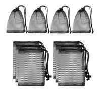 YUXIANLB 10Pcs Small Mesh Drawstring Bags - Black Nylon Net Mini Sports Equipment Bag - 6x4 Inch Gym Bag for Football, Golf Stuff Balls