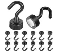 YUXIANLB 12 Pcs Mini Magnetic Hooks, Black Small Magnet Cute Hook, Magnet Cruise Hooks for Classroom, Office, Kitchen, Cruise Cabin, Refrigerator
