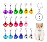 YUXIANLB 18Pcs Cat Collar Bells, Jingle Bell for Cat Dog Collar, Pet Bell Collar Charms with Loud Crisp Sound, Pet Tracker, 9 color bells, 2 of each Color Plus a Keychain Hanging Lobster Buckle Bell