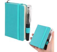 YUXIANLB 1pcs Pocket Notebook Portable A7 Note Book Note Pad Journal Notebook PU Leather Notebooks With Elastic Band Inner Pocket Hardcover Notepad With Pen Writing Note Taking (Light blue,100 Sheets)