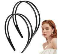 YUXIANLB 2 Pack Double Row Teeth Headbands Non Slip Tortoise Shell Hair Clips for Women Dating Parties Weddings Work Gym Everyday Use Stylish Hair Accessories for All Day Wear