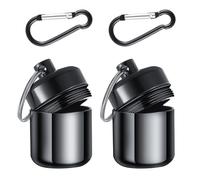YUXIANLB 2 Pack Ear Plug Carrying Case Keychain, Waterproof Metal Earplug Case with Carabiner for Ear Plugs, Small Travel Pill Organizer Loops Ear Plugs Case Keychain Container Holder