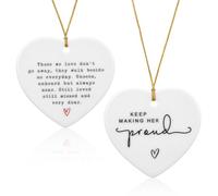 YUXIANLB 2 Pcs Memorial Heart Ornament Sympathy Gift for Loss of Loved Ones Bereavement Keepsake with 'Keep Making Her Proud' Quote Memorial Anniversary Remembrance Day Decoration Thoughtful Gift