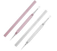 YUXIANLB 2 Pcs Pimple Extractor Tool Stainless Steel 2-in-1 Acne Removal Needle with Cap Blackhead Whitehead Remover for Face Nose Professional Compact Portable Comedone Extractor for Clear Skin