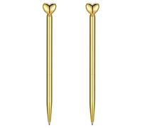 YUXIANLB 2 Pieces Heart Shaped Ballpoint Pen, Retractable Metal Decorative Pens, 1.0 mm Black Ink Ballpoint Pens Bulk, Cute Pens Gifts for Women School Office Wedding Bridal Shower Baby Shower (Gold)
