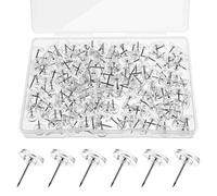 YUXIANLB 200Pcs Push Pins, Flat Head Thumb Tacks, Flat Clear Thumb Tacks for Wooden Photo Wall, Cork Board, Wall, Bulletin Board, Home Office