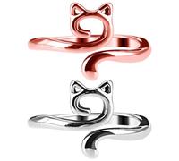 YUXIANLB 2PCS Crochet Ring Tension Guide for Cat Ears - Adjustable Metal Yarn Holder for DIY Crafts and Cute Gifts